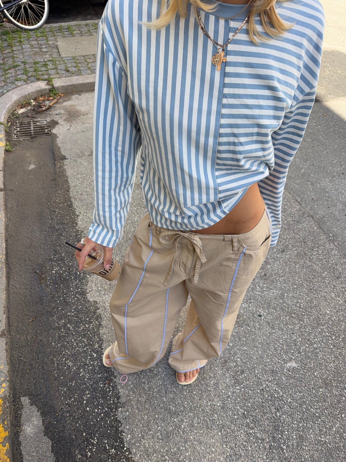 Lumi Striped Polo Light Blue