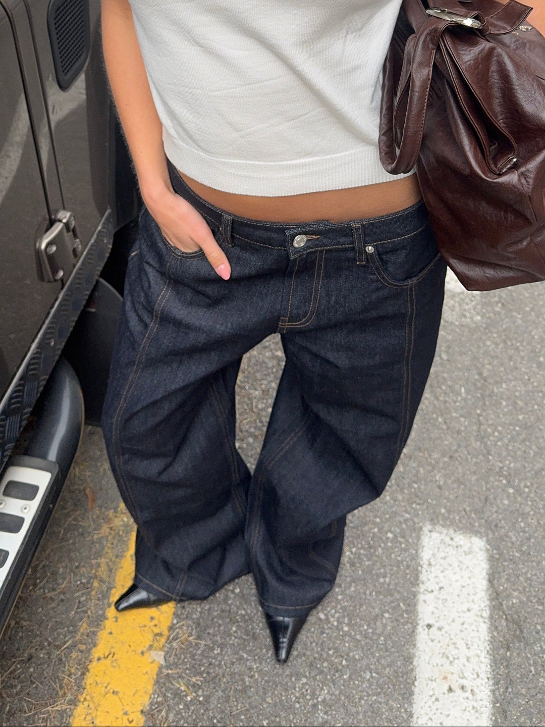 Estrid baggy denim jeans - Dark blue
