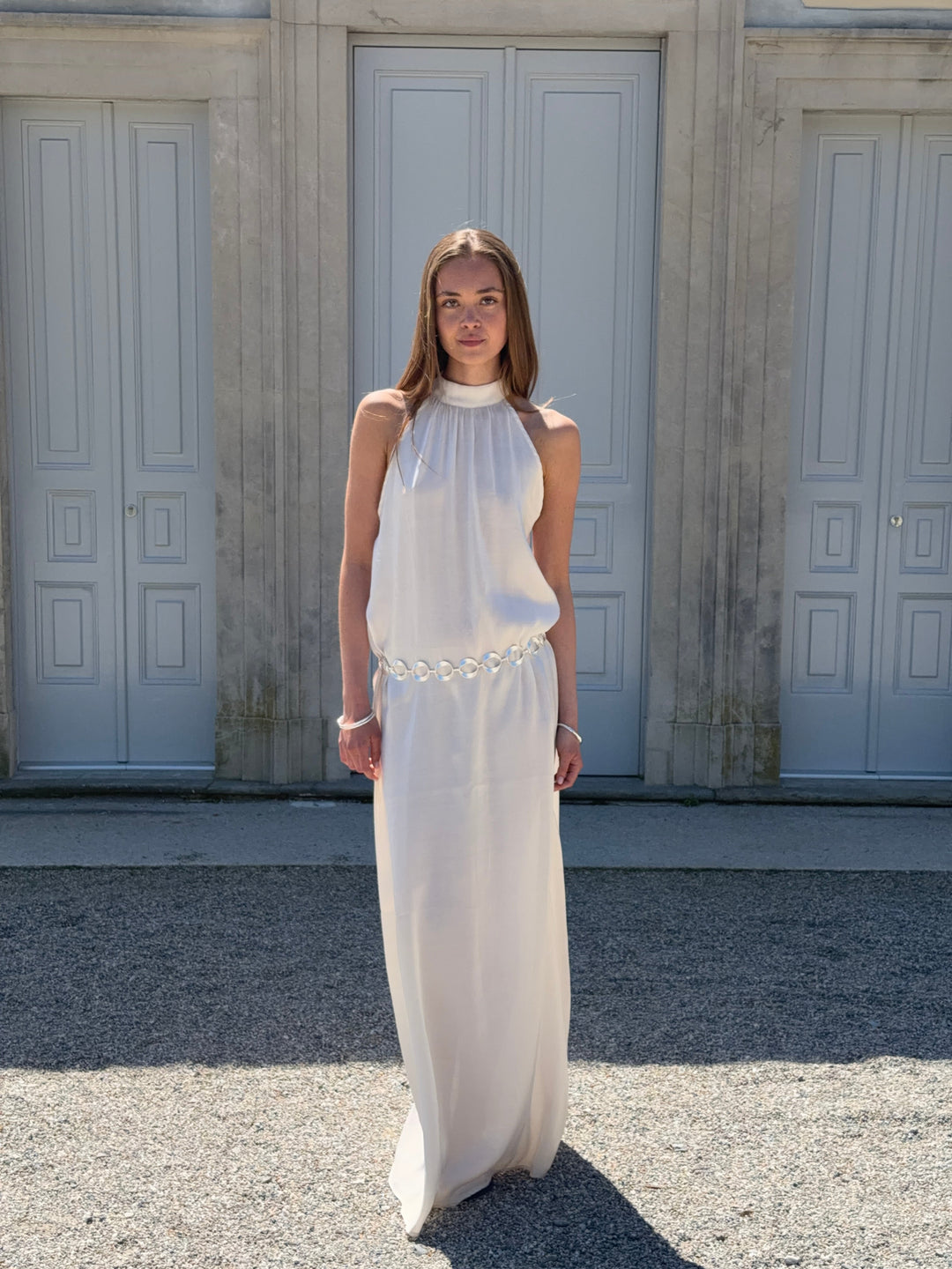 Rigmor high neck maxi dress - Creme white