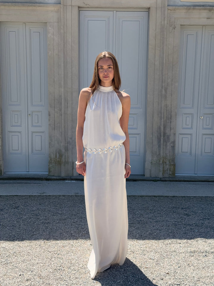 Rigmor high neck maxi dress - Creme white