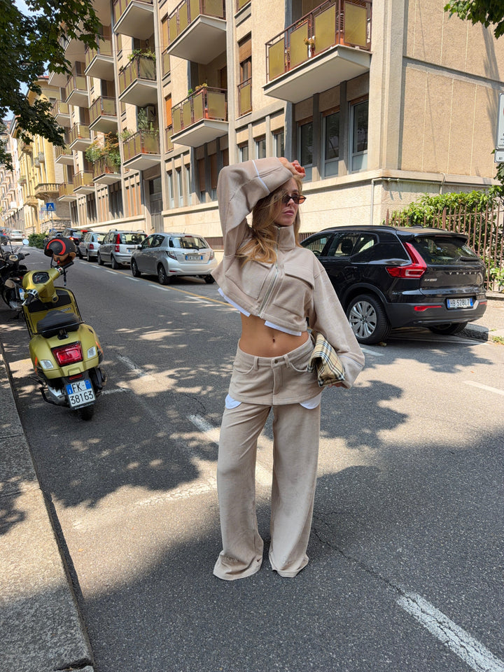 Elora skirt baggy velvet pants - Beige