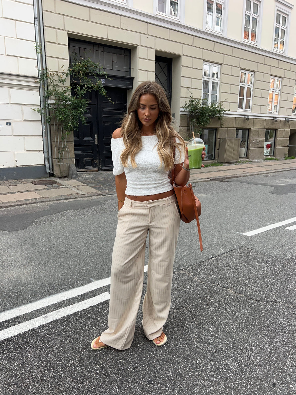 Valentina Striped Suit Pants Cream