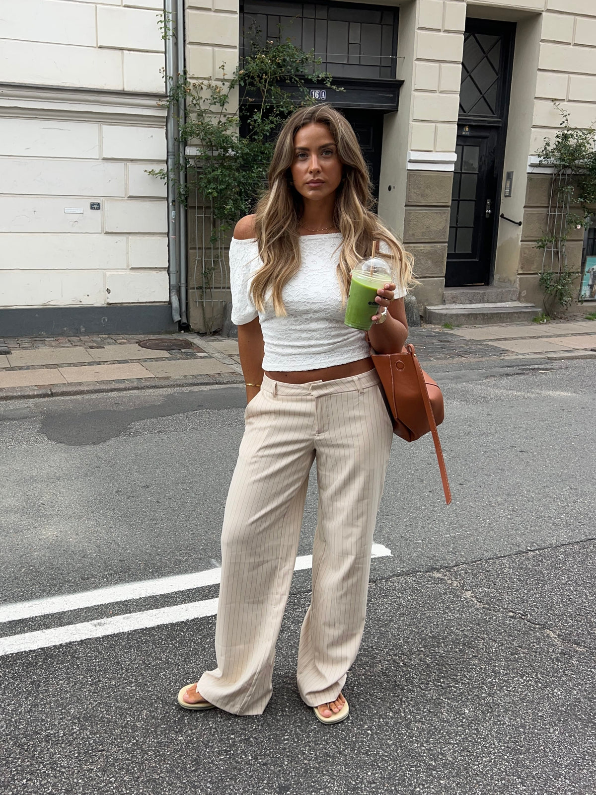 Valentina Striped Suit Pants Cream