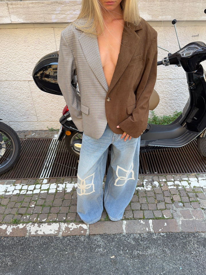 Anine double blazer - Dark brown/check