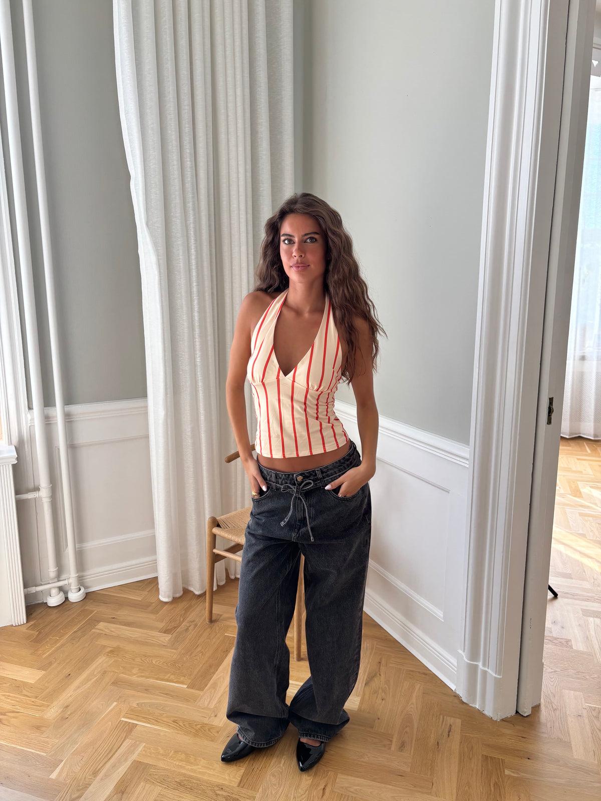 Ophelia Striped Top Beige