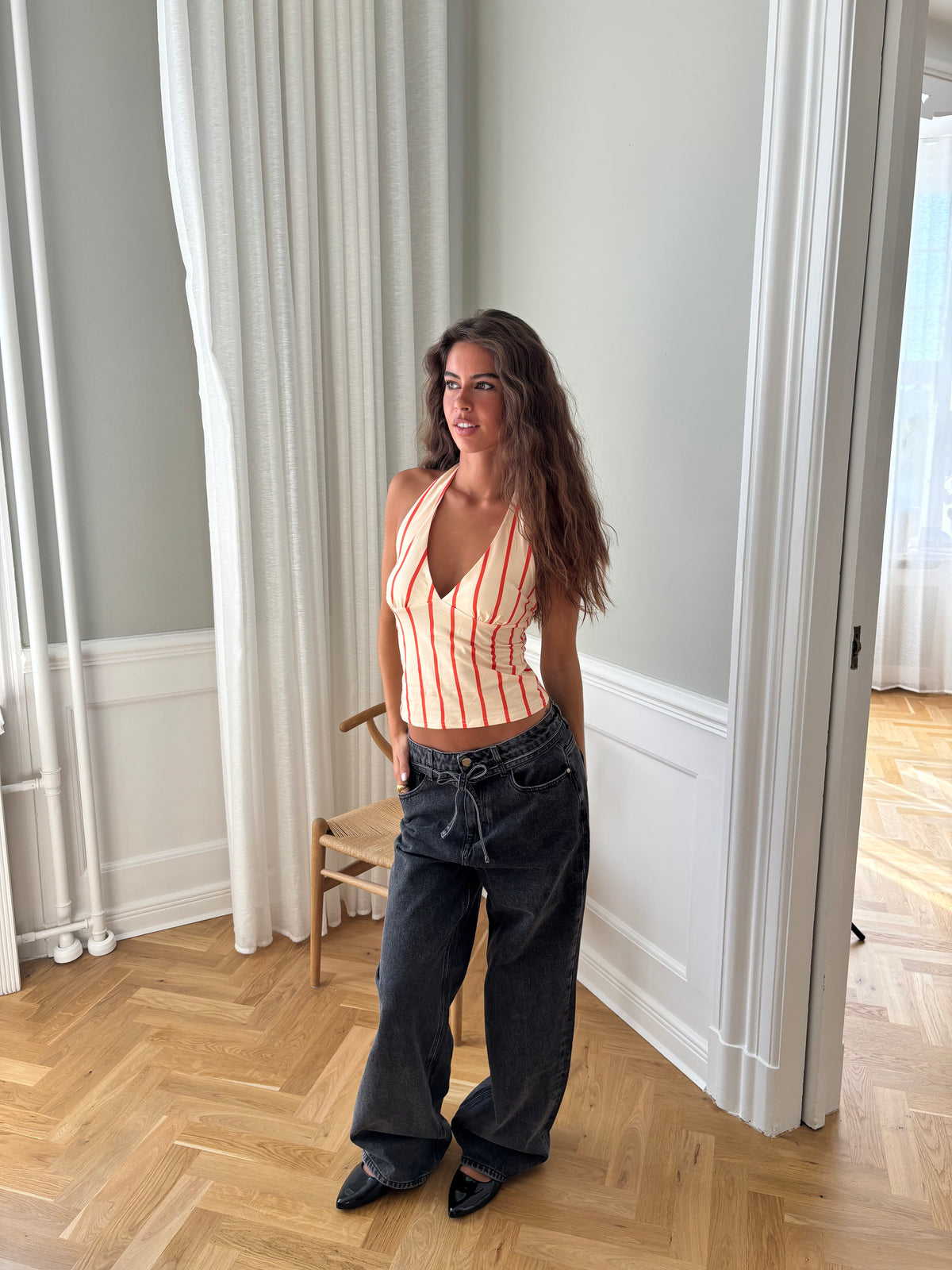 Ophelia Striped Top Beige