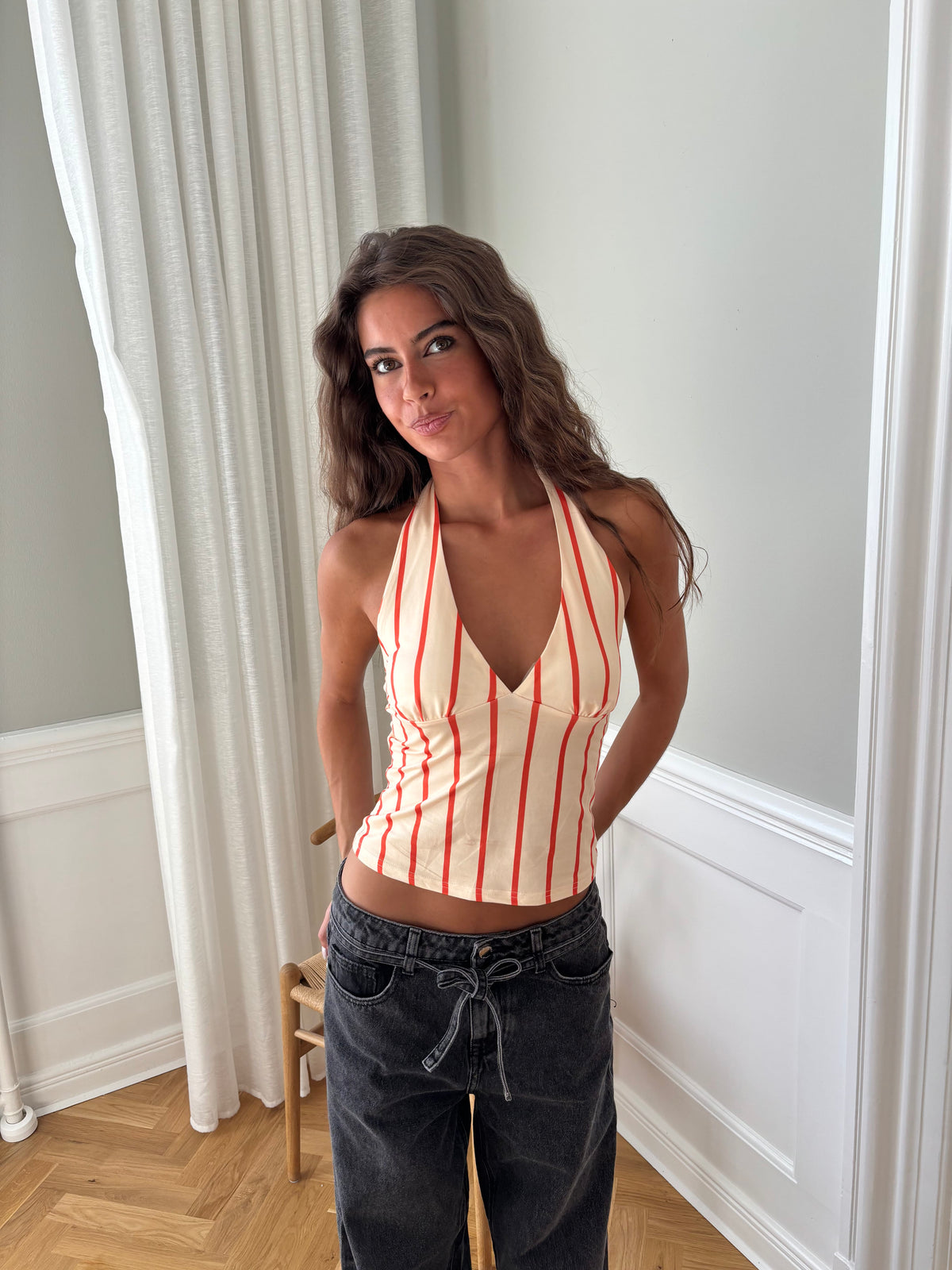 Ophelia Striped Top Beige