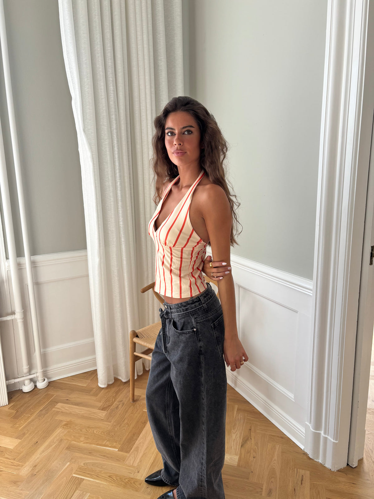 Ophelia Striped Top Beige