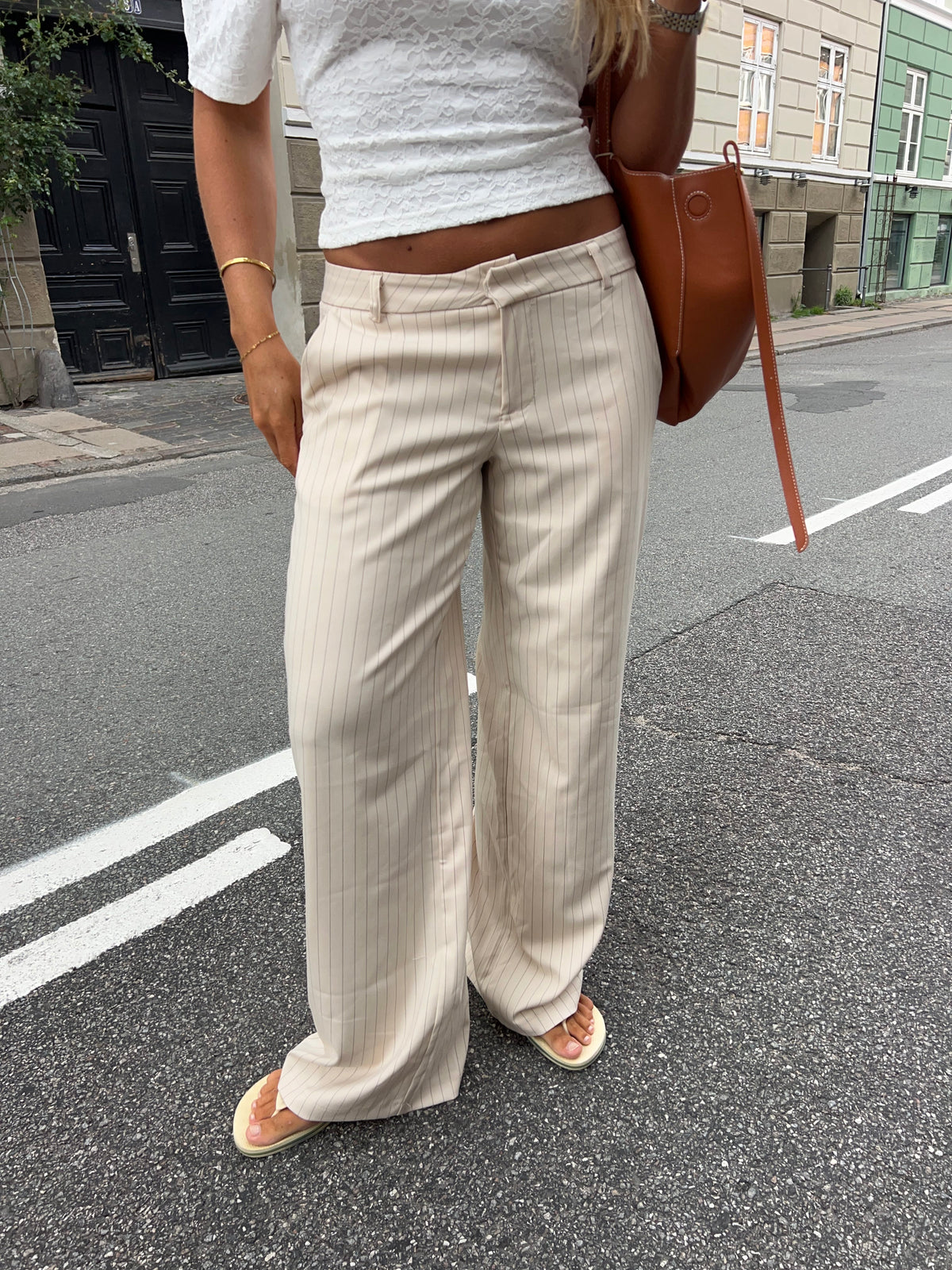 Valentina Striped Suit Pants Cream