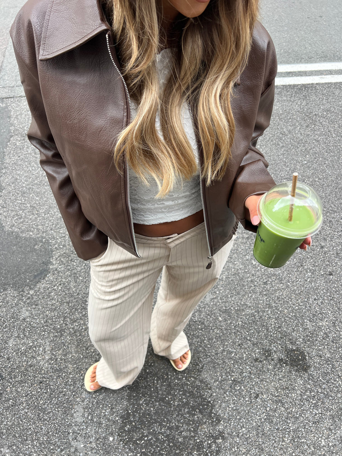 Valentina Striped Suit Pants Cream