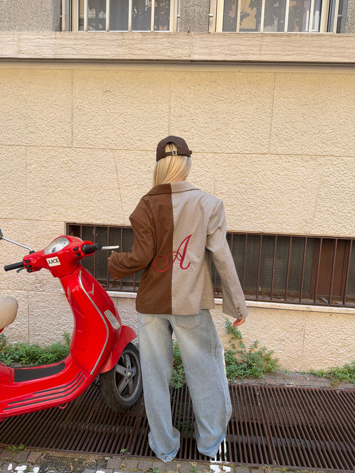 Anine double blazer - Dark brown/check