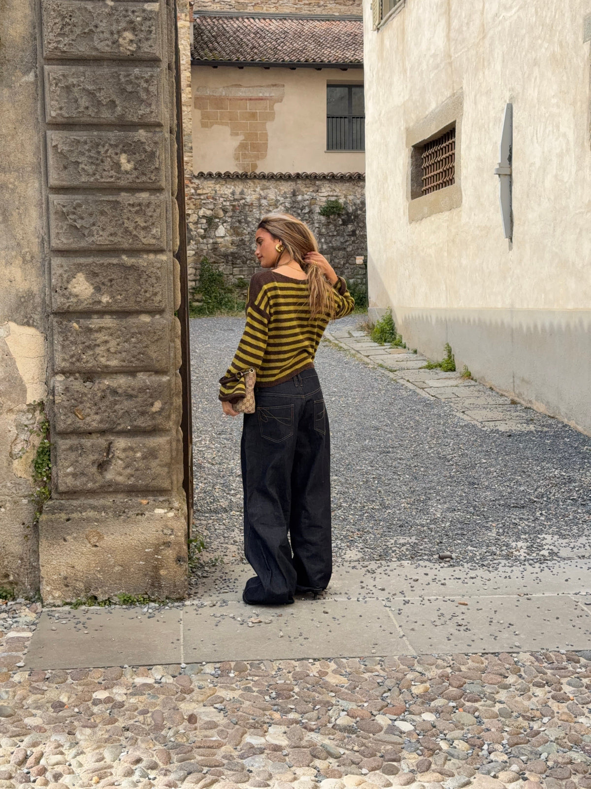 Oline Striped Sweater Brown