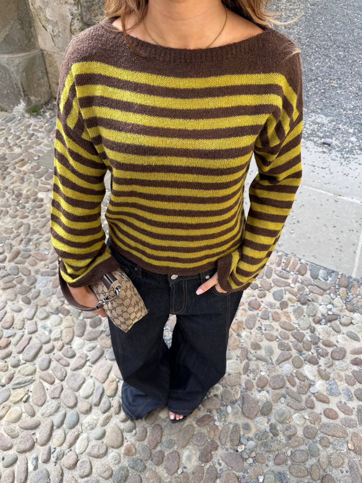 Oline Striped Sweater Brown