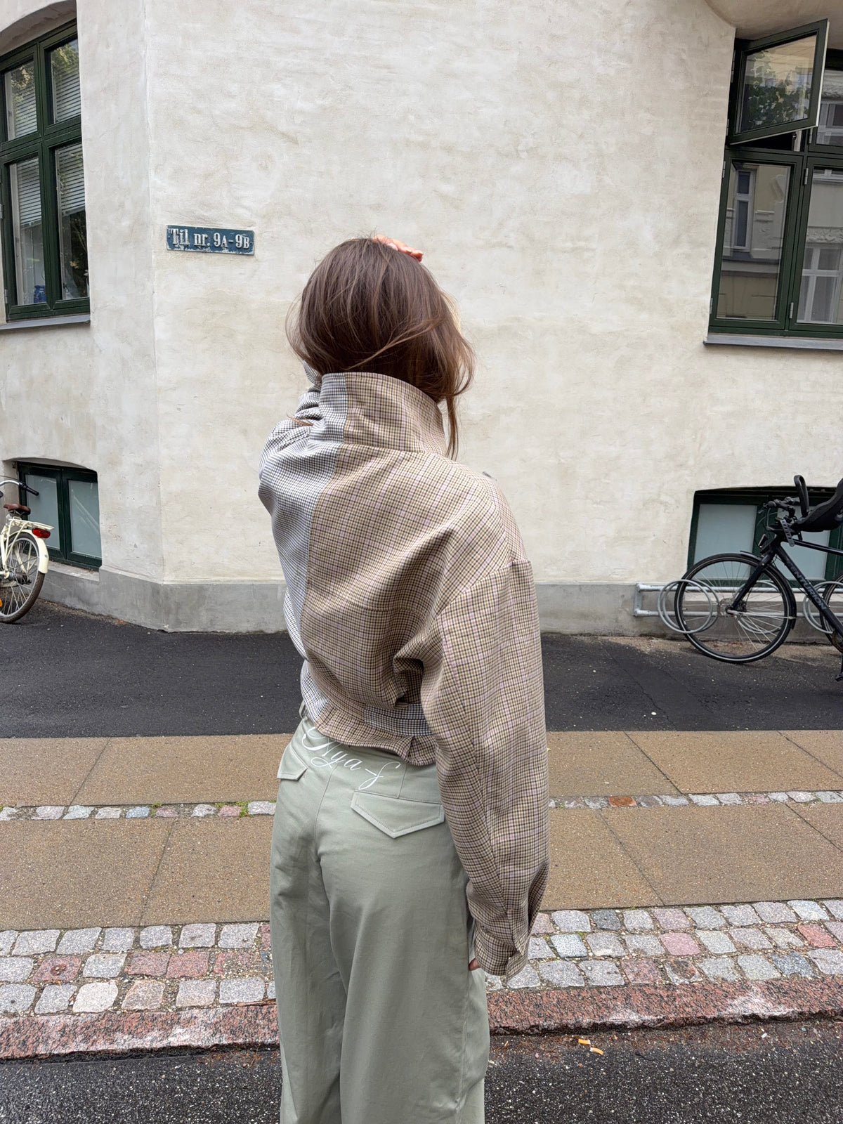 Melona Checked Bomber Jacket Beige