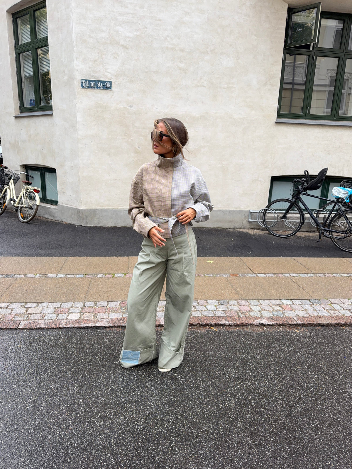 Melona Checked Bomber Jacket Beige