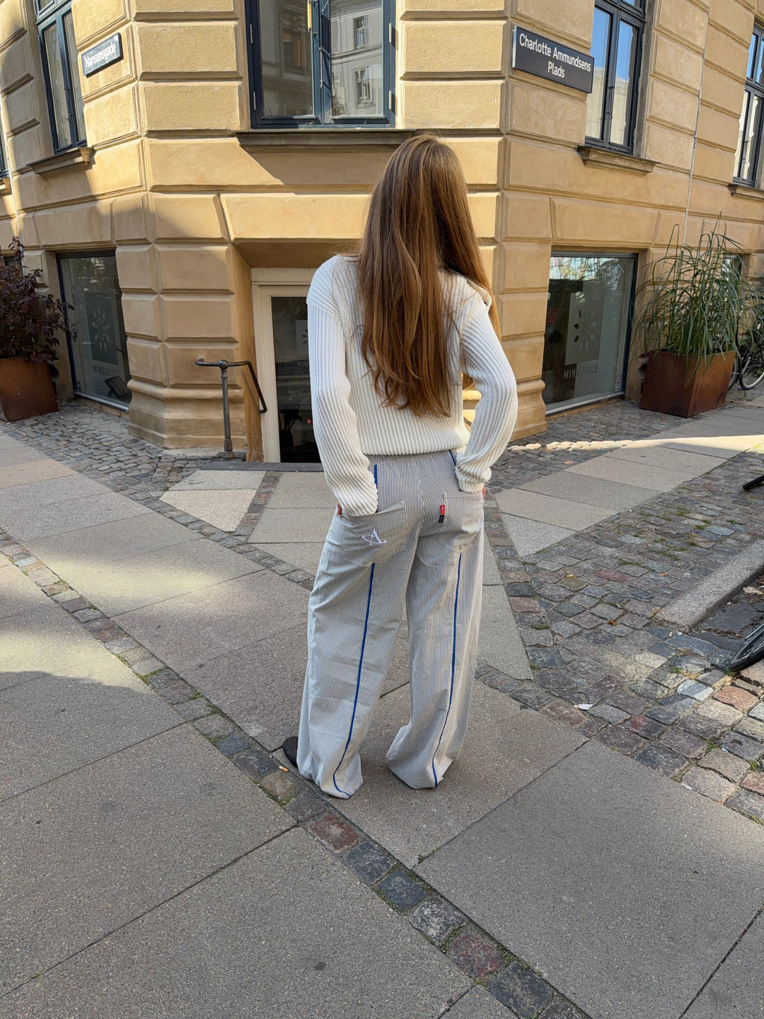 Joy striped loose pants - Dark blue/cream white