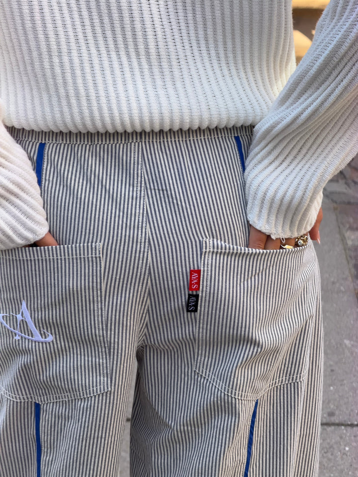 Joy striped loose pants - Dark blue/cream white