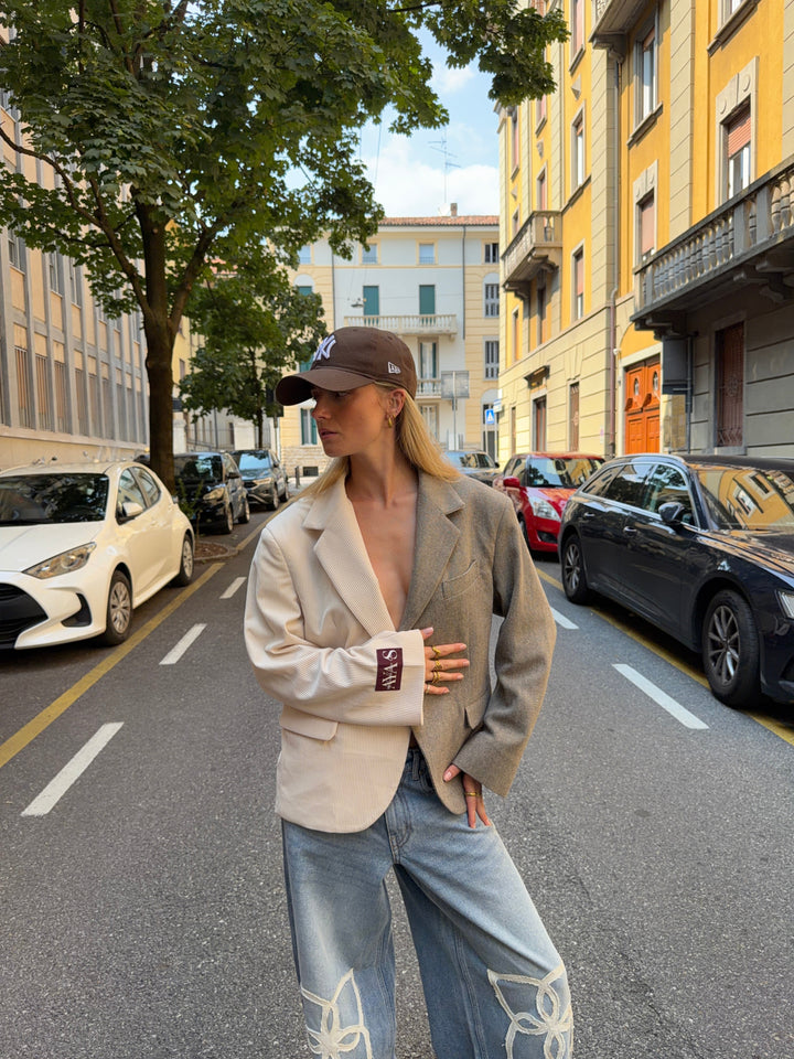 Anine double blazer - Cream White/Herringbone