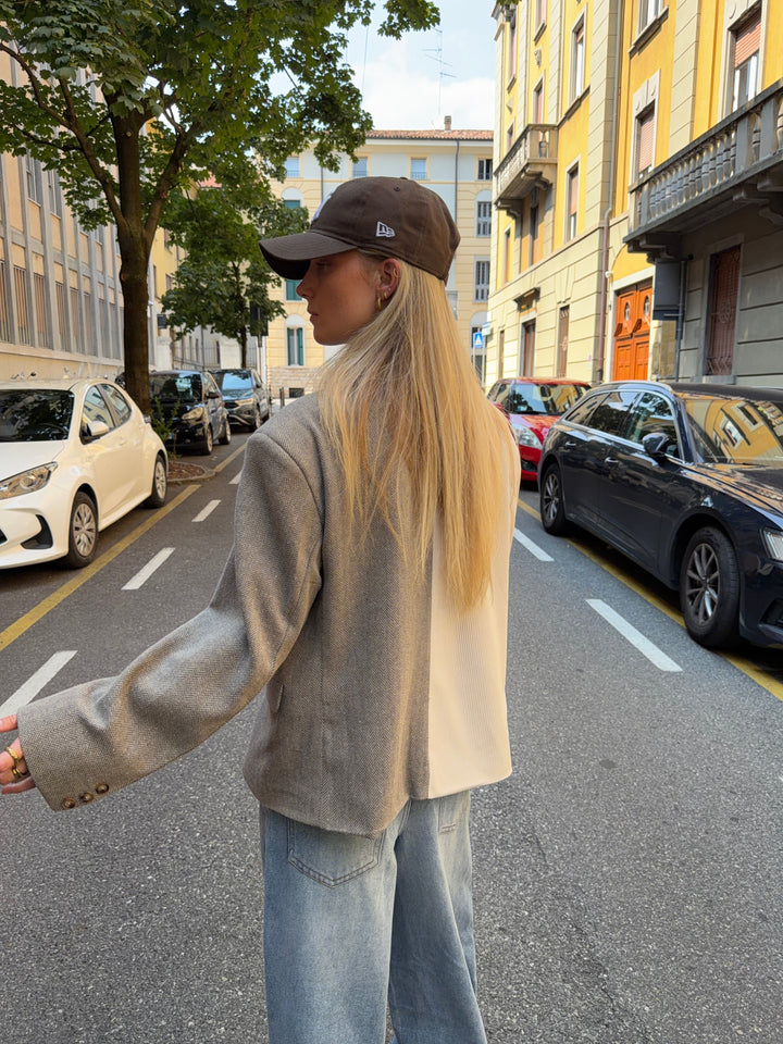 Anine double blazer - Cream White/Herringbone