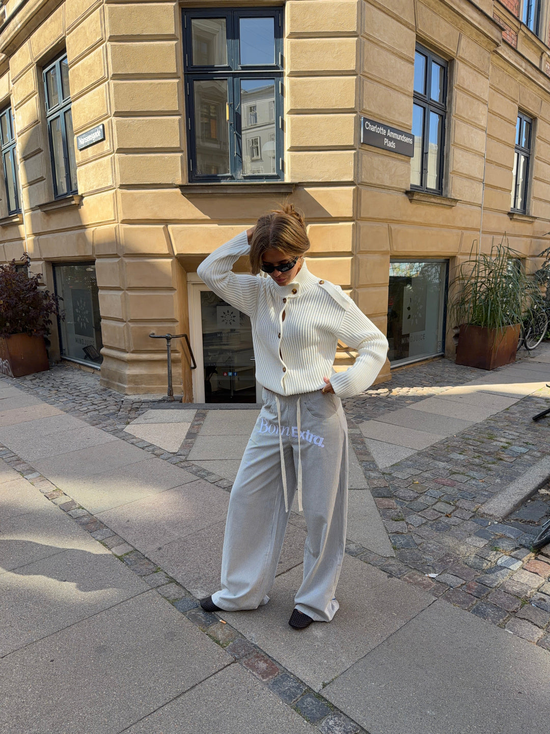 Joy striped loose pants - Dark blue/cream white
