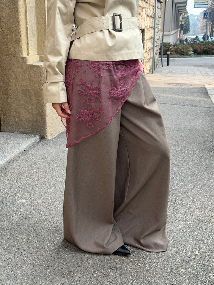 Rue lace scarf - Bordeaux