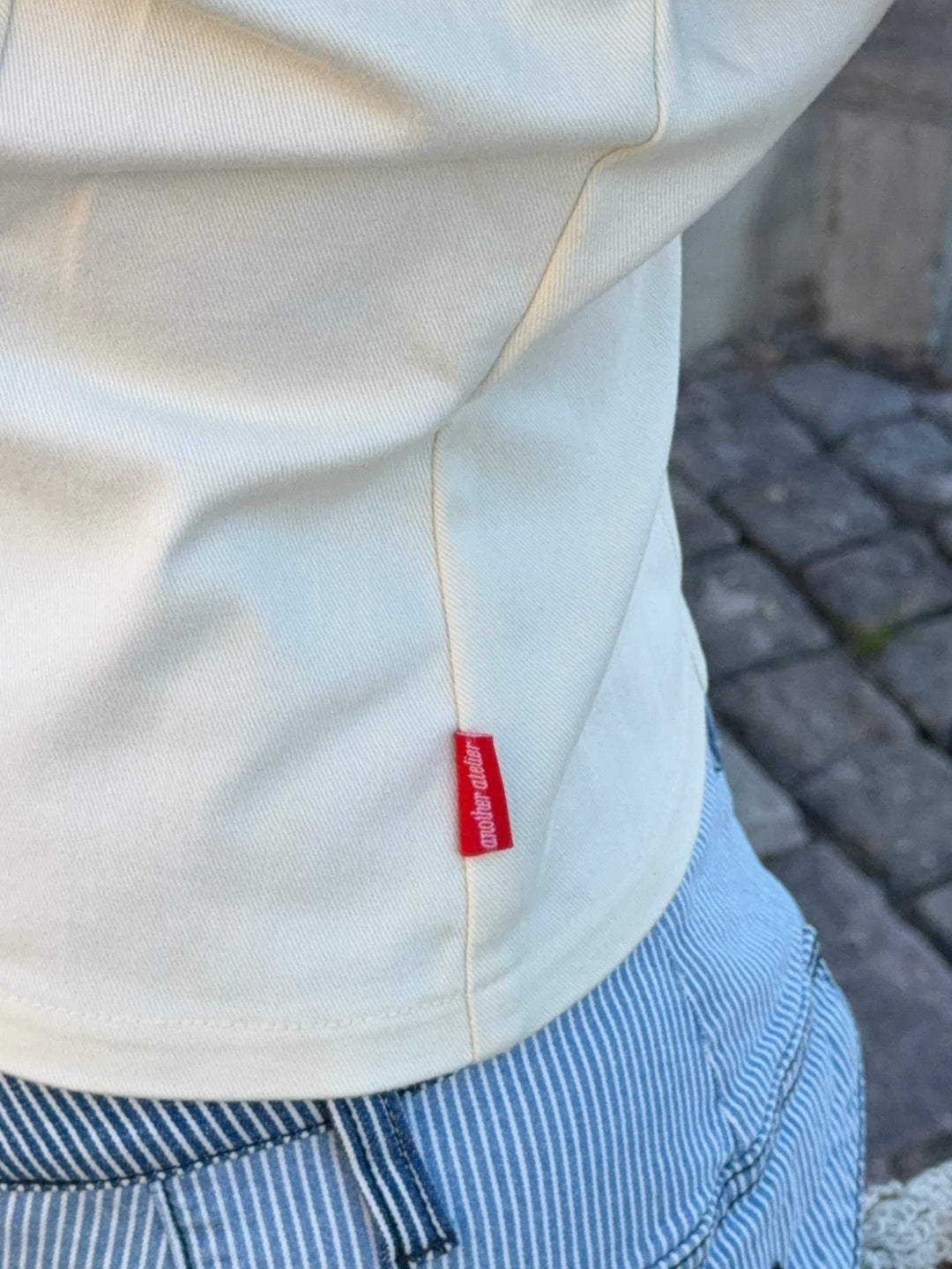 Kari button detail short-sleeved top - Cream white