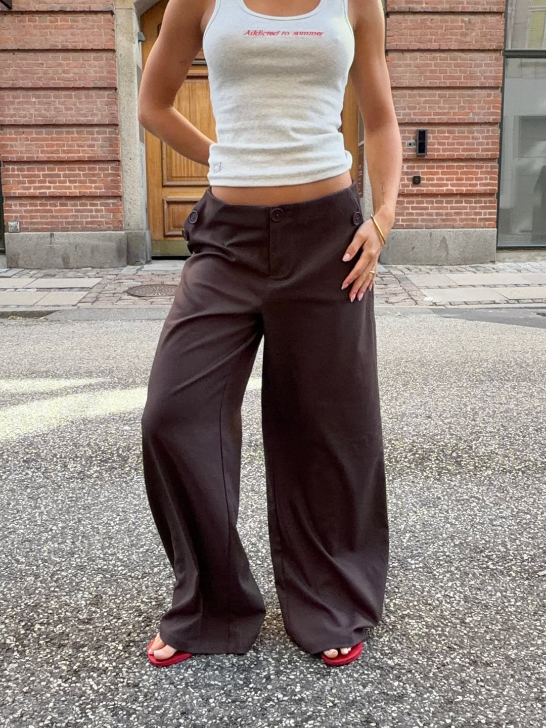 Sia loose suit pants - Dark brown