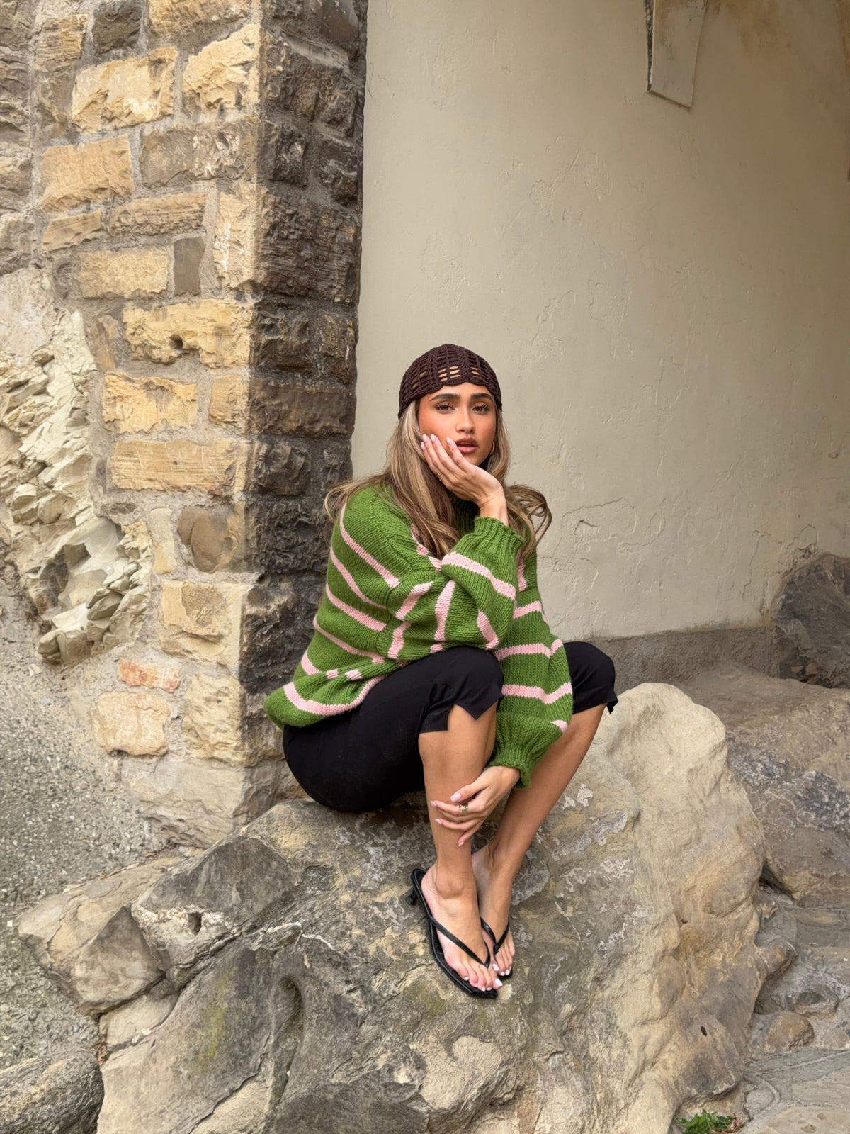 Embla Striped Sweater Pink