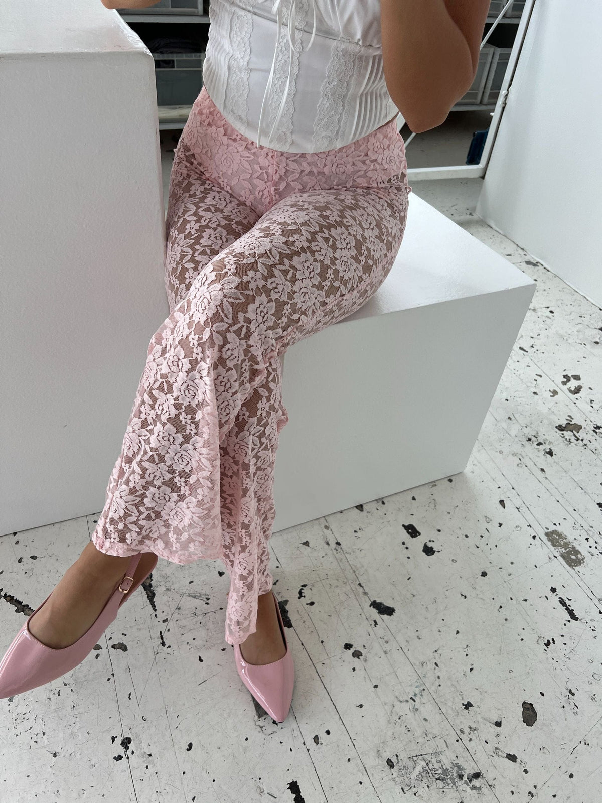 Alma Lace Pants Pink