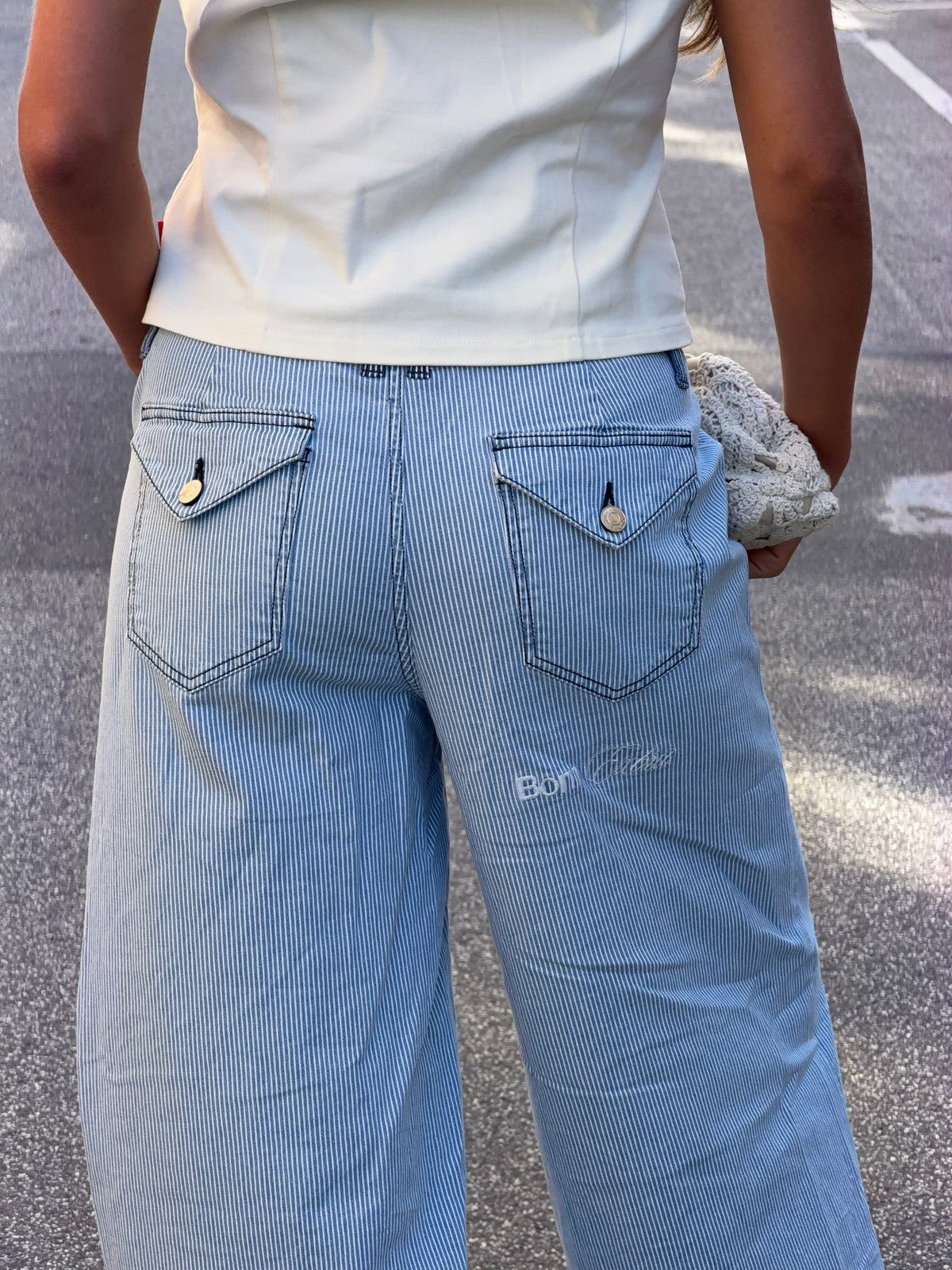 Bianca Striped Jeans White