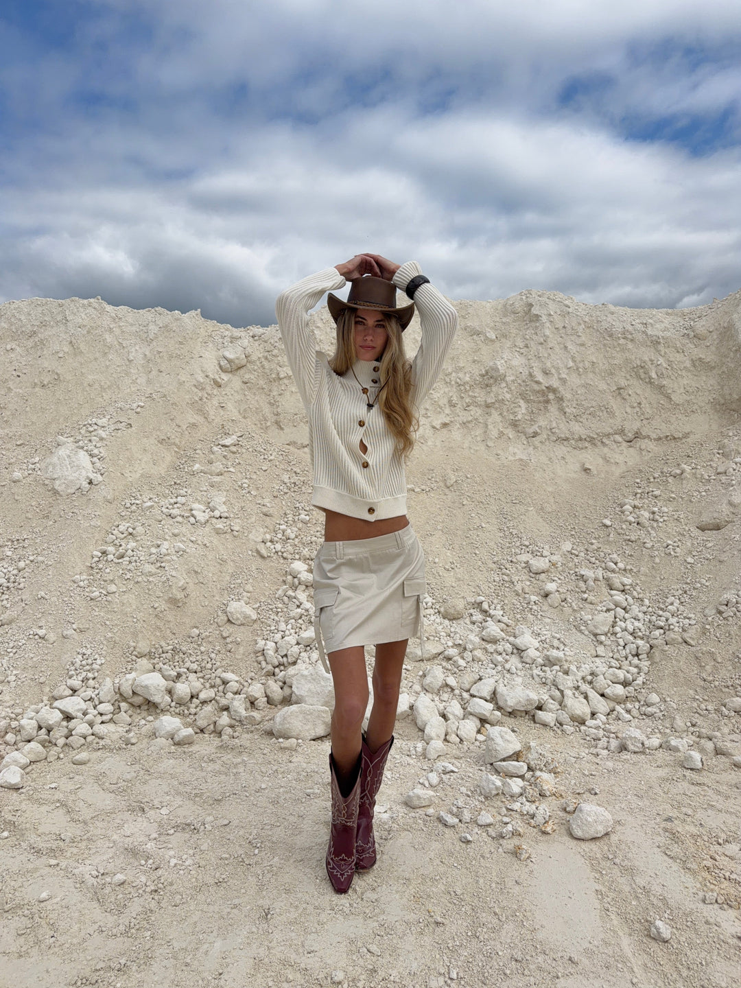 Kelly cargo mini skirt - Cream white