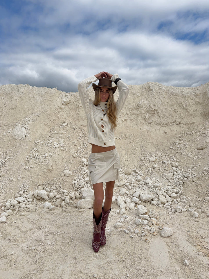 Kelly cargo mini skirt - Cream white