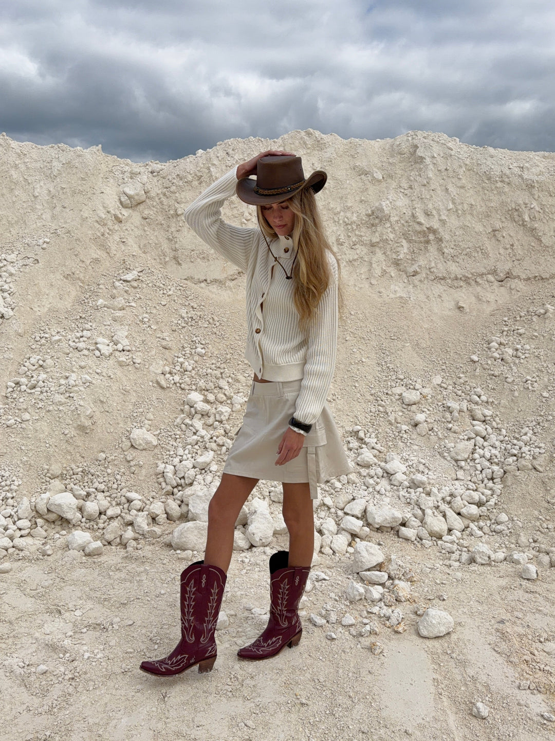 Solveig high neck knit - Cream white