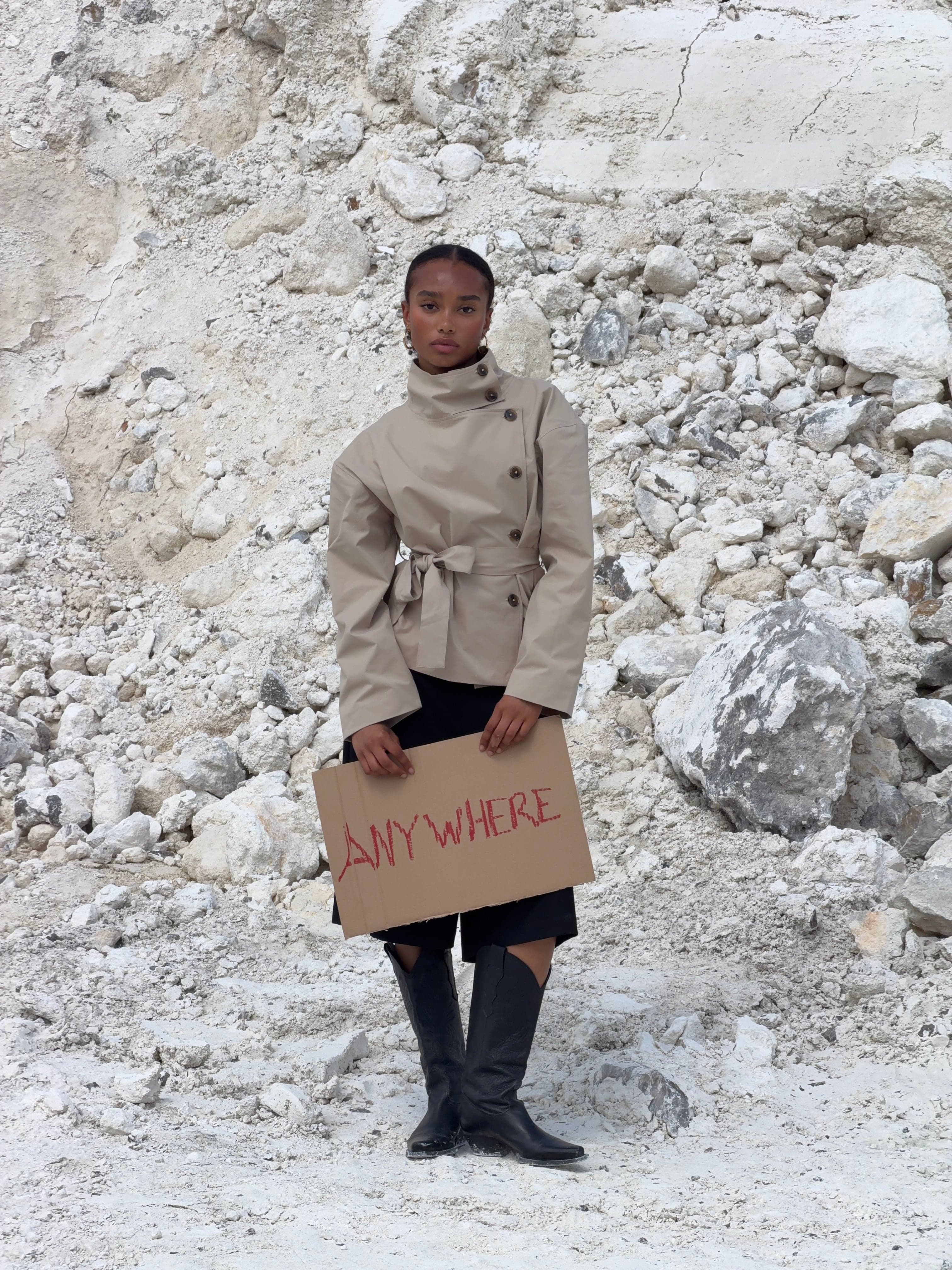 Alessia funnel neck jacket - Beige – AYA-S Worldwide