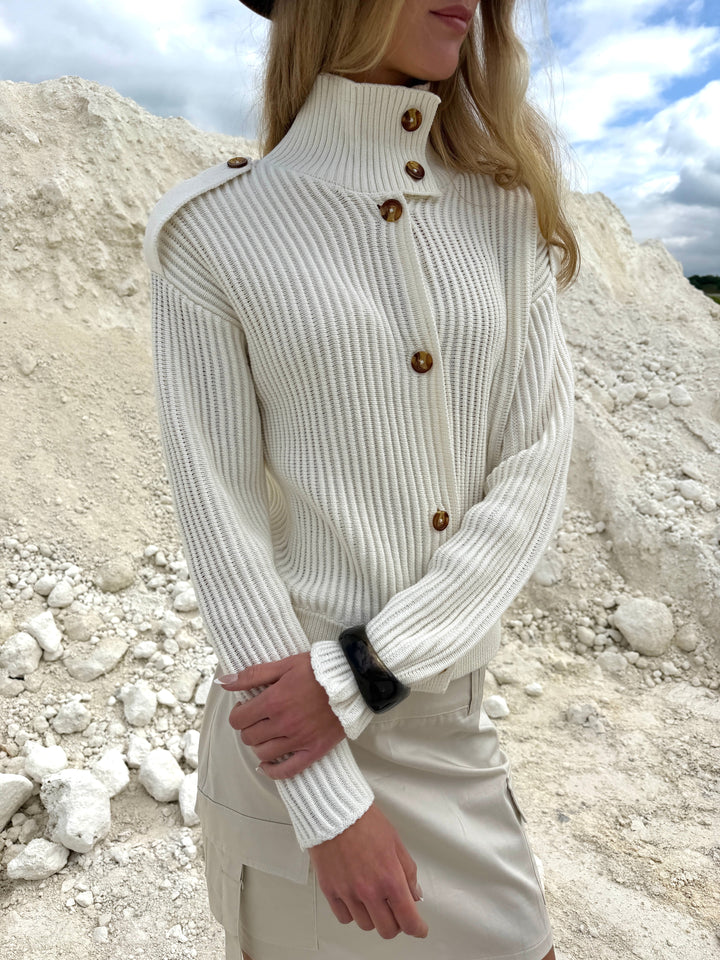 Solveig high neck knit - Cream white