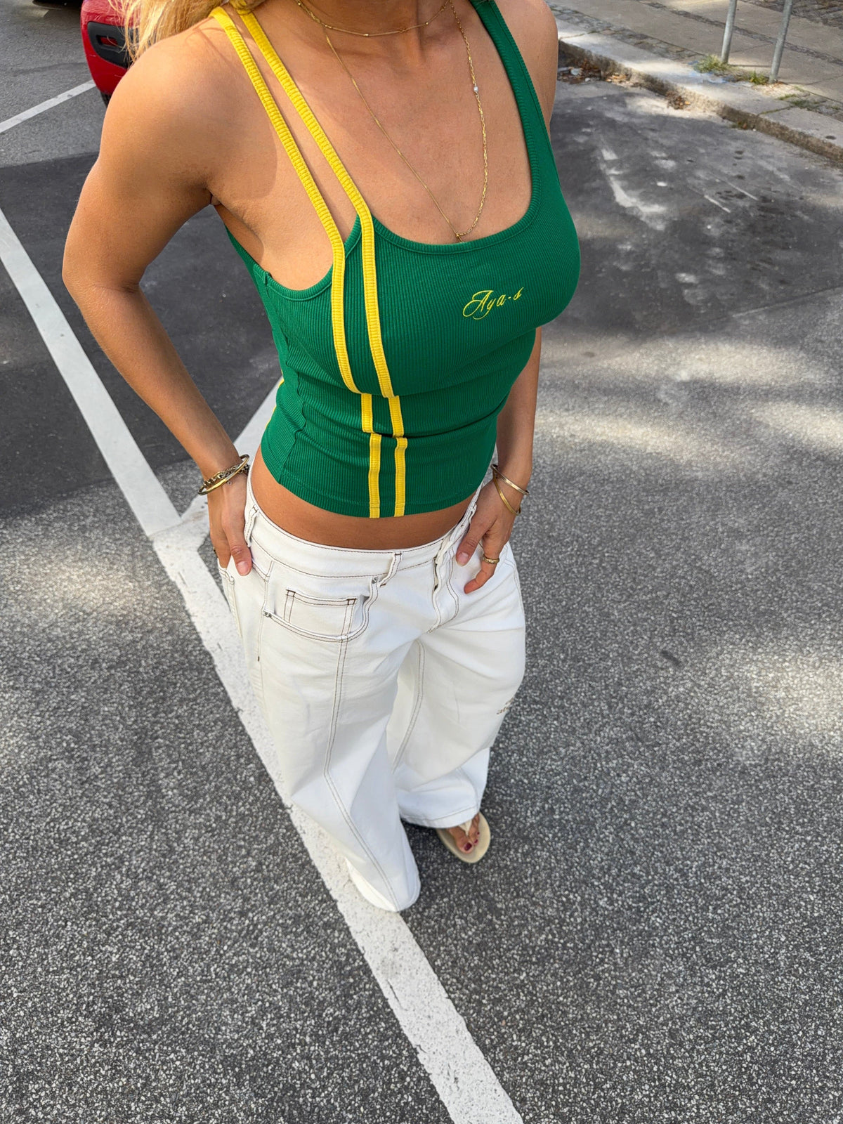 Leora Rib Top Green
