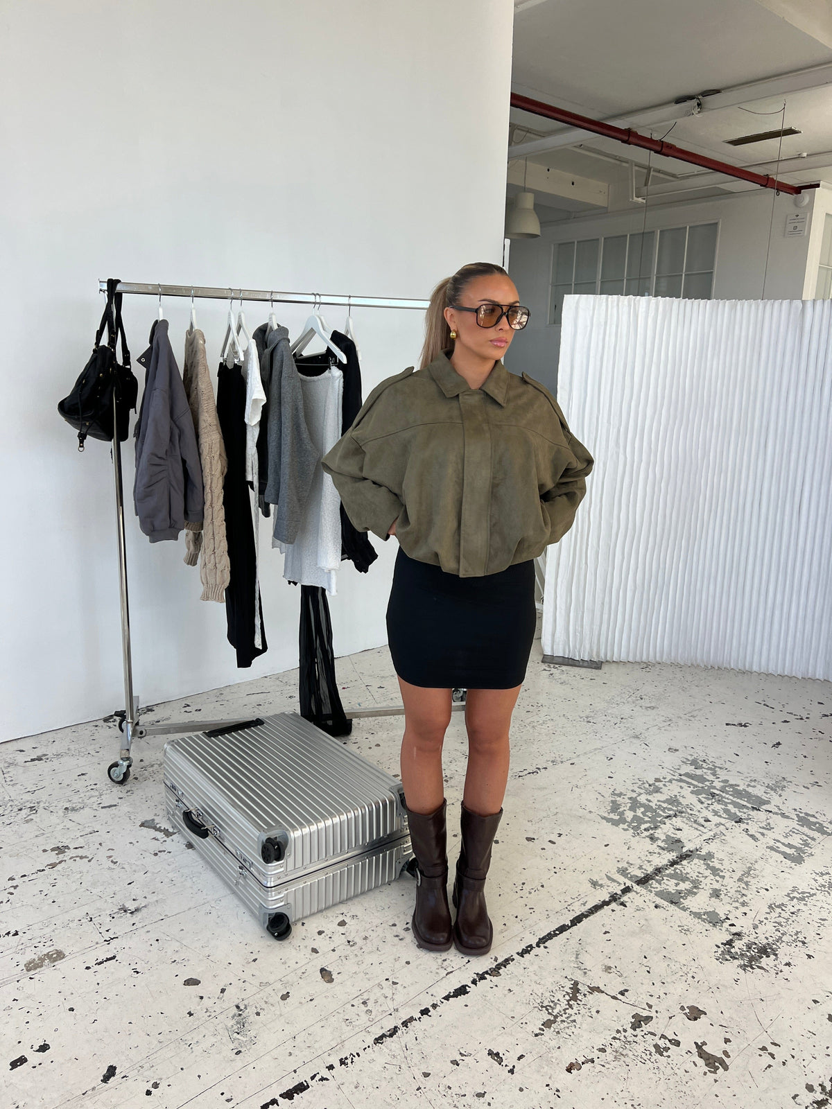 Arlinda Suede Jacket Dark Green