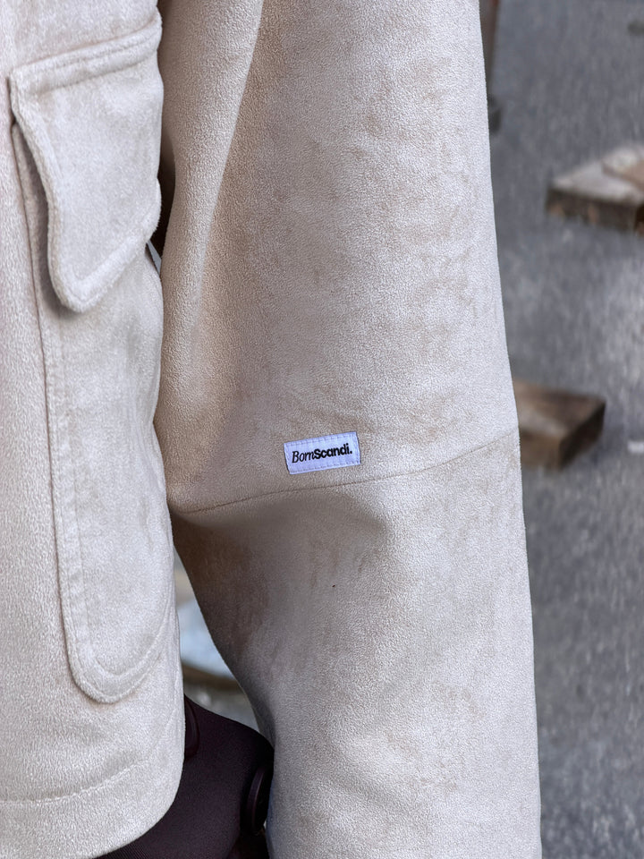 Leah high neck suede jacket - Beige