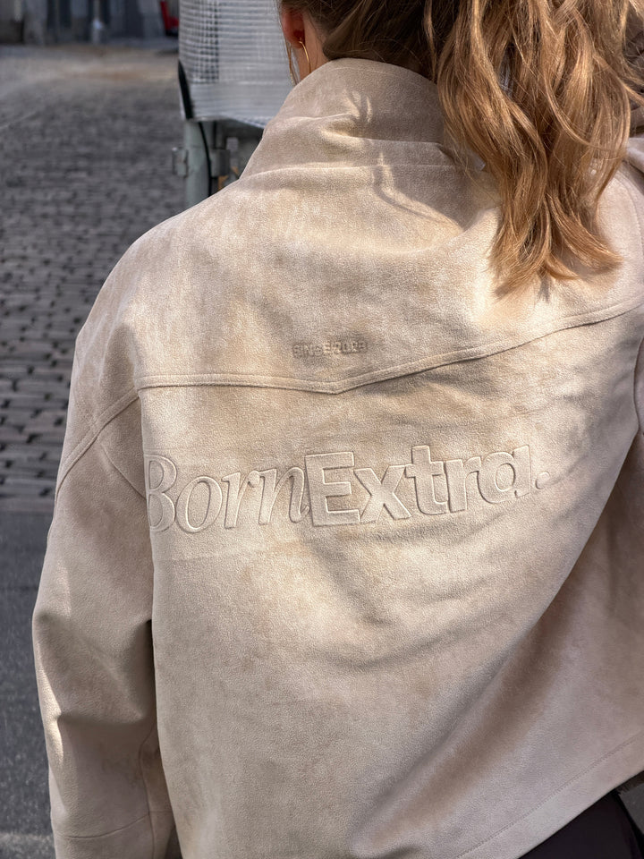 Leah high neck suede jacket - Beige