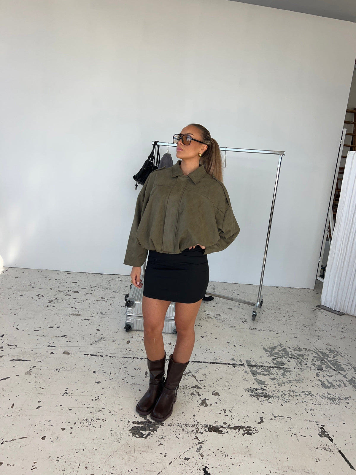 Arlinda Suede Jacket Dark Green