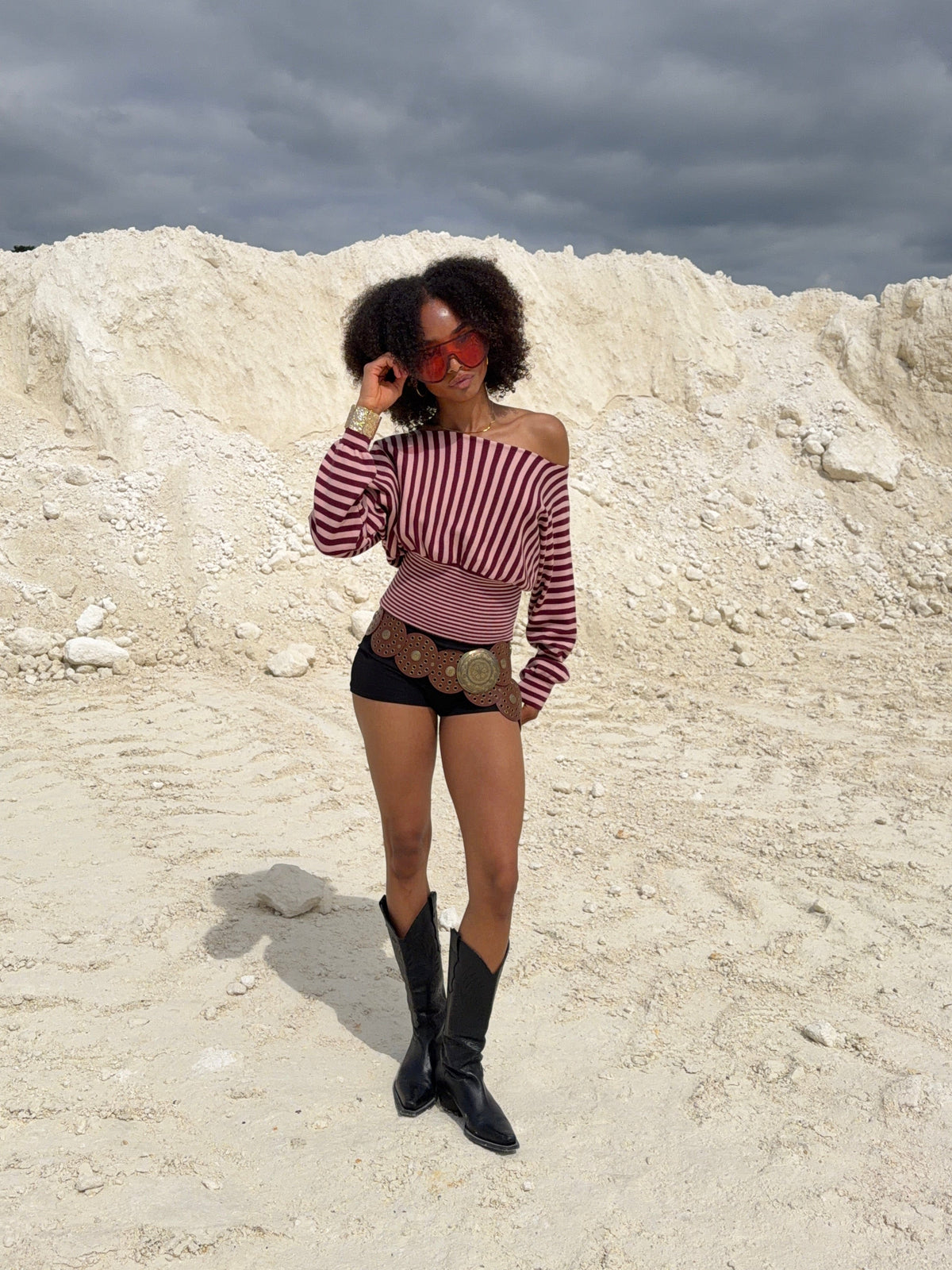 Kamma Striped Knit Rose