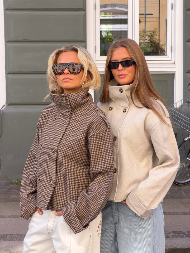 Cleo funnel neck trenchcoat jacket - Light grey