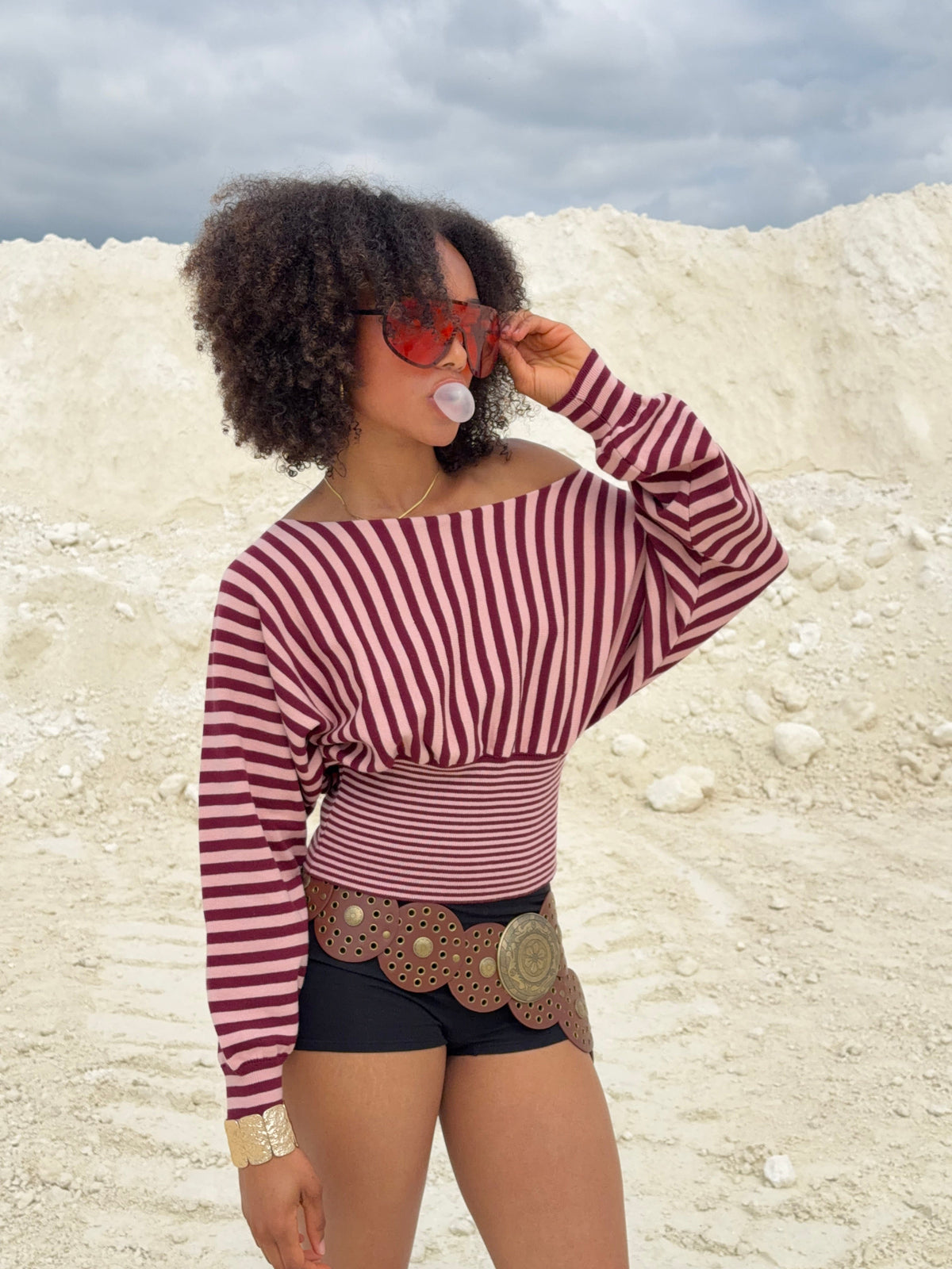 Kamma Striped Knit Rose