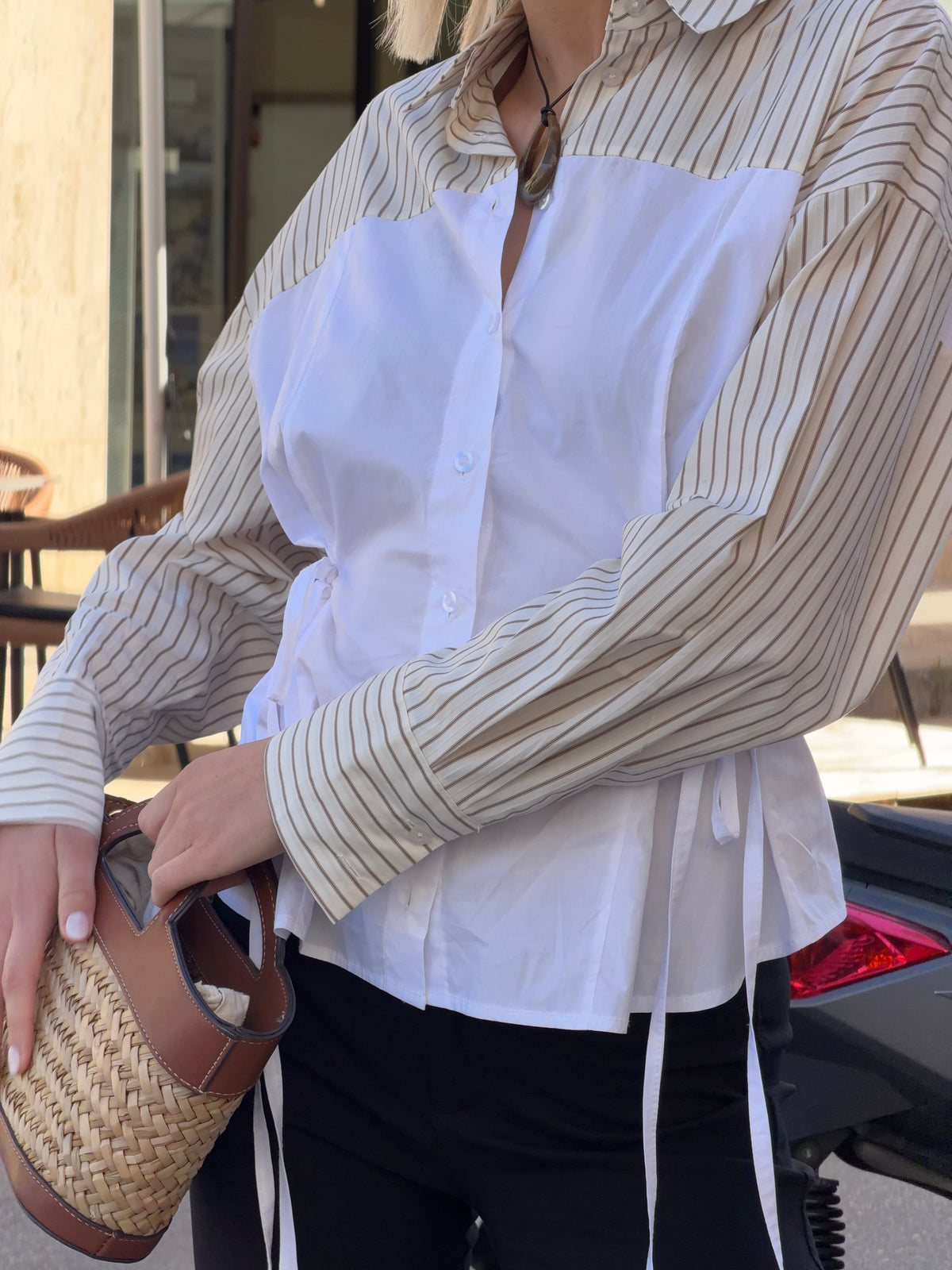 Minna Tie-Front Shirt Beige