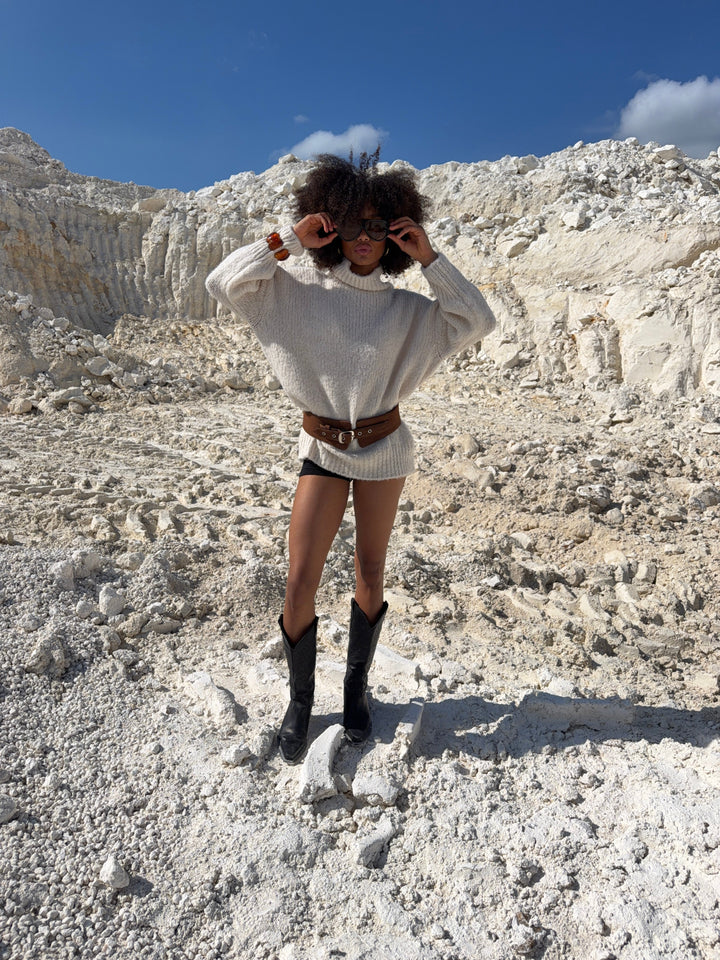 Paulo high neck knit jumper - Cream white