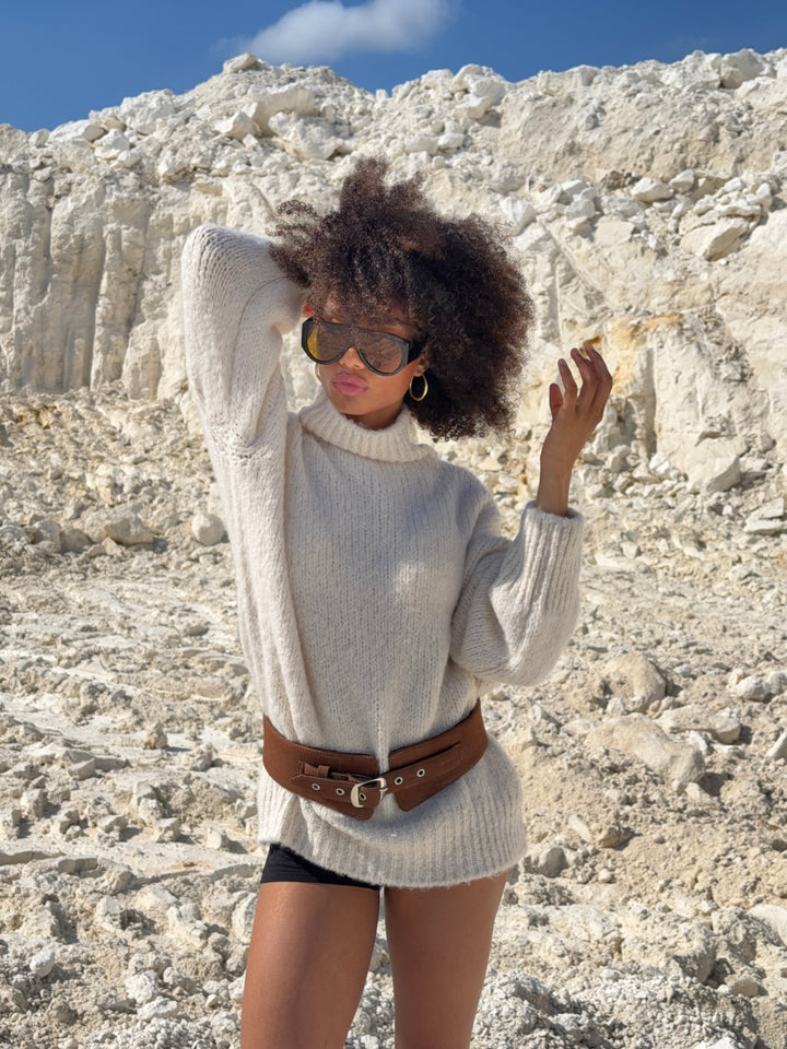 Estelle eyelet suede belt - Brown