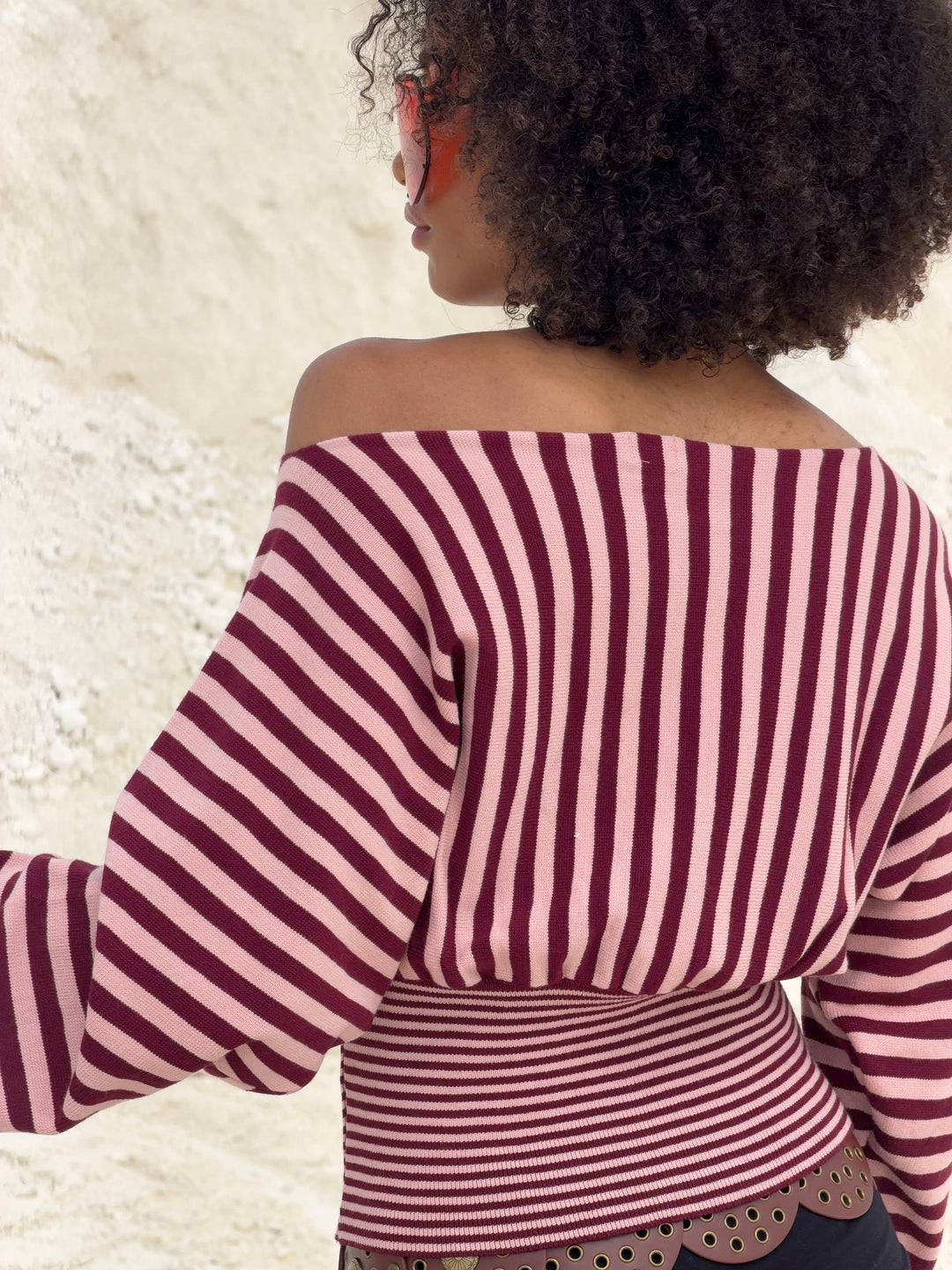 Kamma striped fitted knit - Rose/burgundy