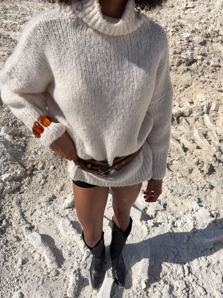 Paulo high neck knit jumper - Cream white
