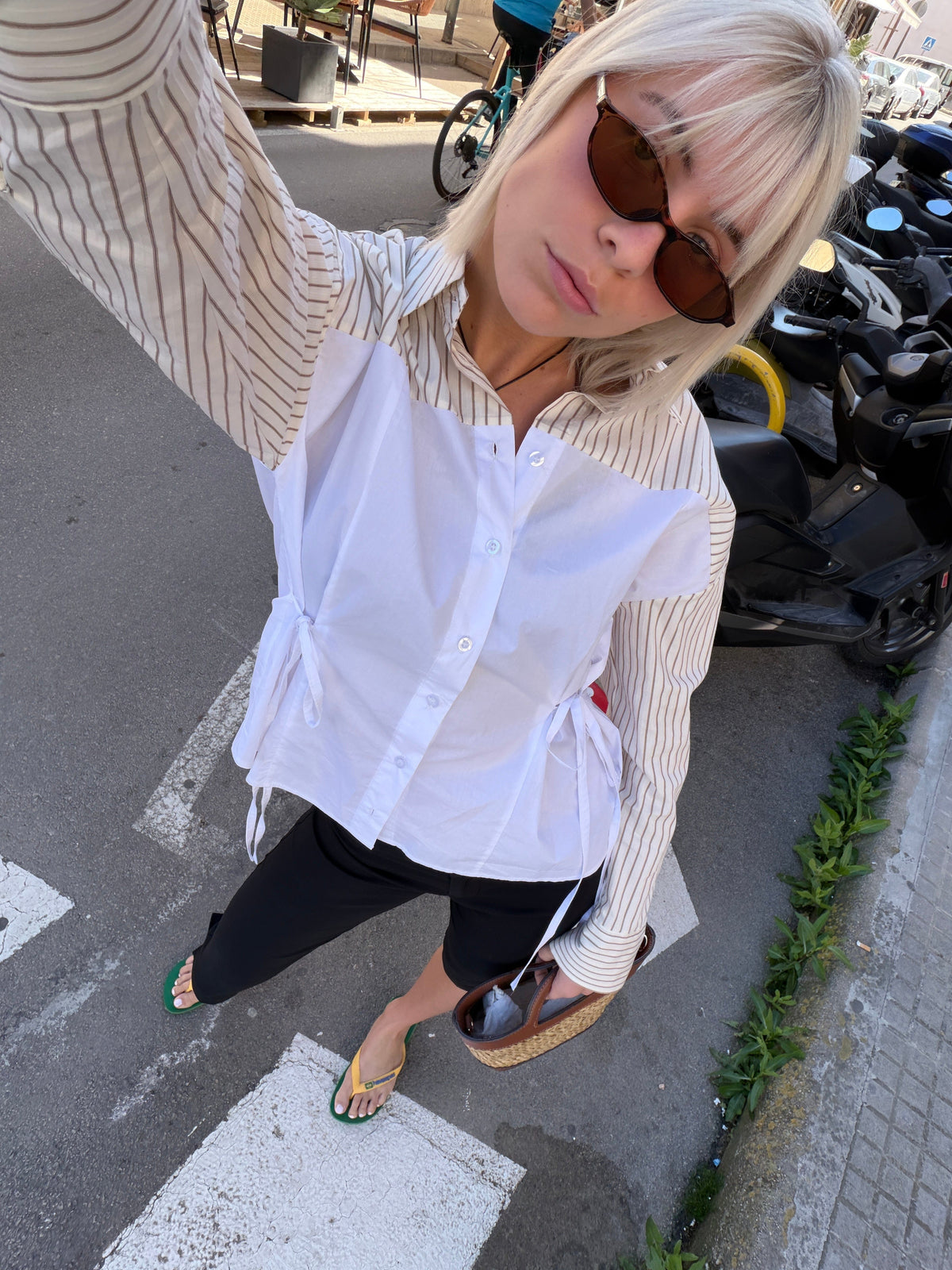 Minna Tie-Front Shirt Beige