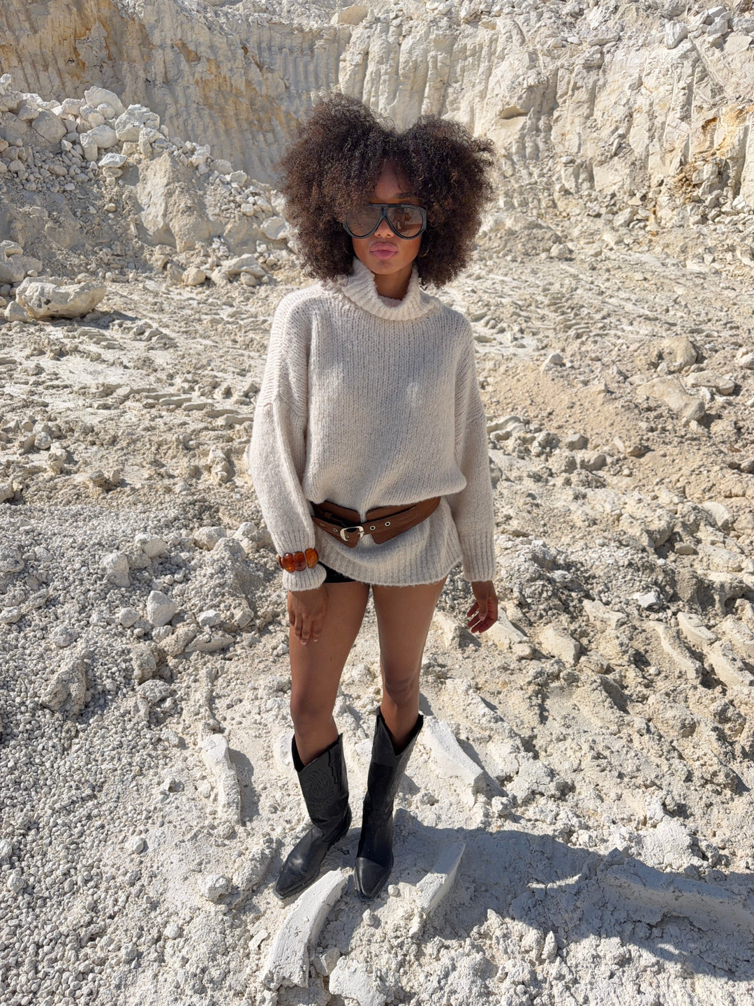 Paulo high neck knit jumper - Cream white